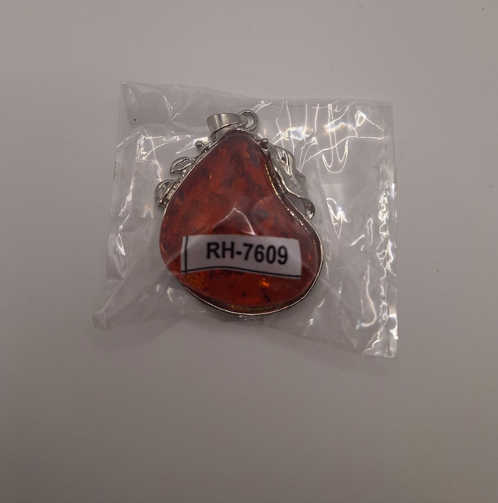 Amber-Style Pendant | Baltic Amber Look | Silver Plated | Handmade in India - Picture 8 of 8